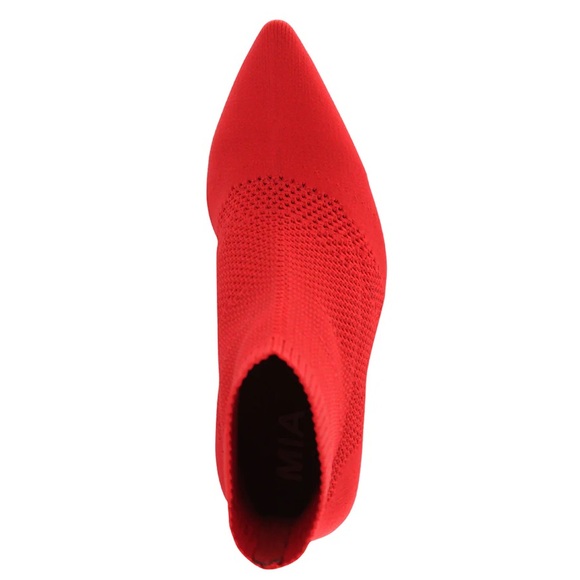 Mia, McKinley perforated, red knit, sock booties - Picture 14 of 14